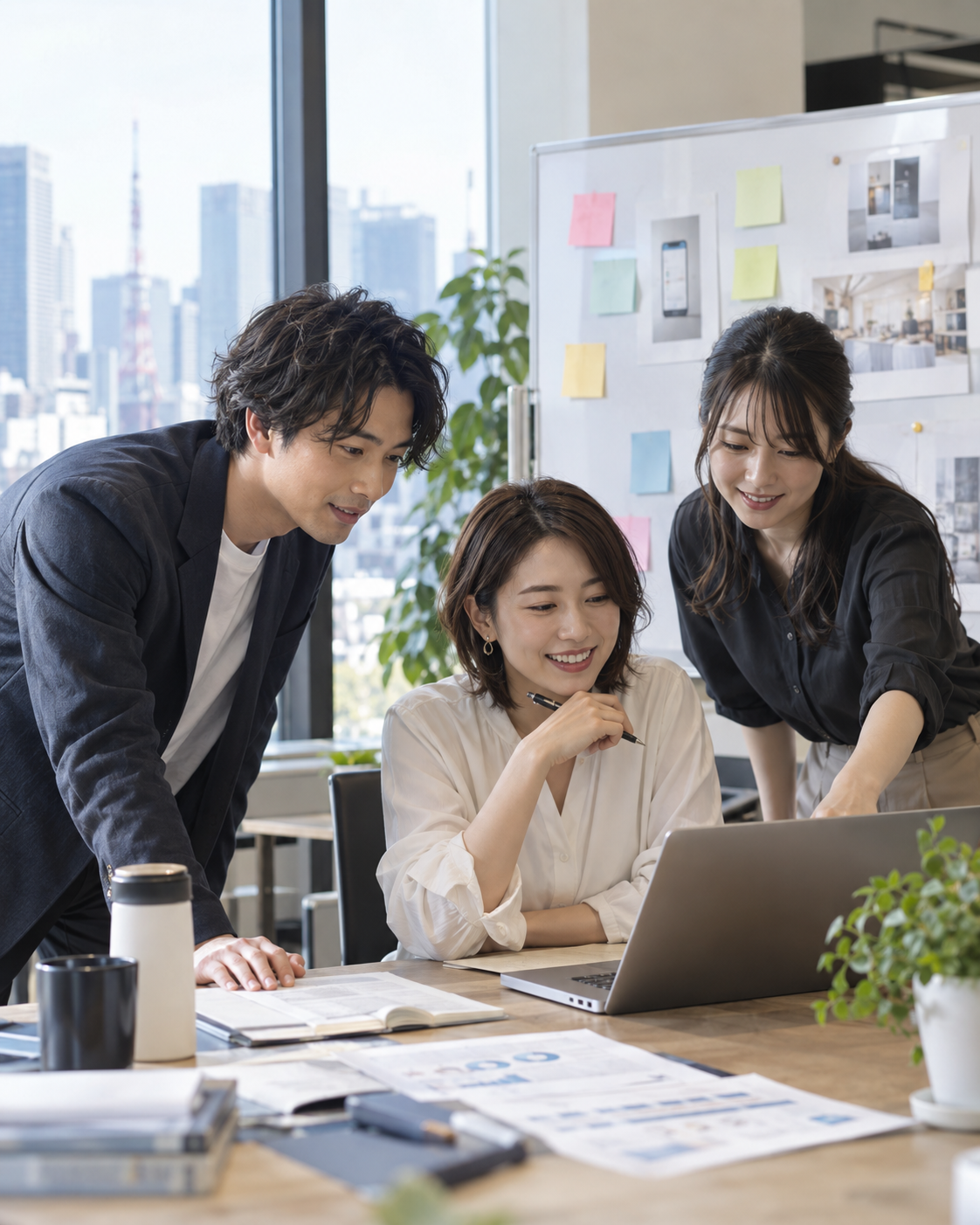 IT・SaaSの事業開発チームが顧客インサイトとプロダクトを検討するイメージ(生成画像)